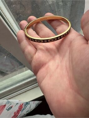 Coach Gold-Tone Bracelet with Black Enamel Signature Motif